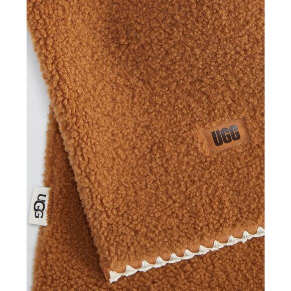 UGG® Women's Scalloped UGG Fluff Scarf in Chestnut - Picture 2 of 2